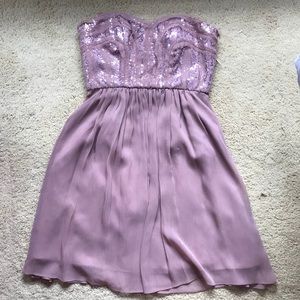 BCBG Mauve Strapless Dress